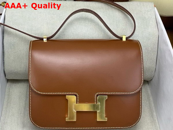 Hermes Constance 18 Bag in Gold Brown Box Calfskin Replica