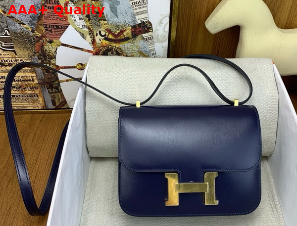 Hermes Constance 18 Bag in Sapphire Blue Box Calfskin Replica