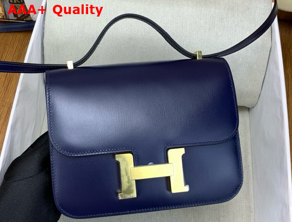 Hermes Constance 18 Bag in Sapphire Blue Box Calfskin Replica