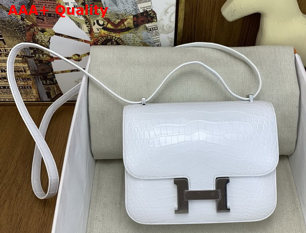 Hermes Constance 18 Bag in White Alligator Leather Replica