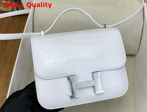 Hermes Constance 18 Bag in White Alligator Leather Replica