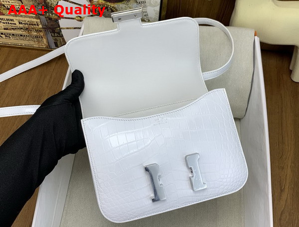 Hermes Constance 18 Bag in White Alligator Leather Replica