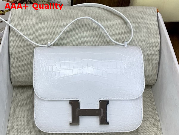 Hermes Constance 18 Bag in White Alligator Leather Replica