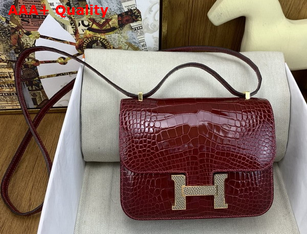 Hermes Constance 18 Bag in Wine Alligator Leather Replica