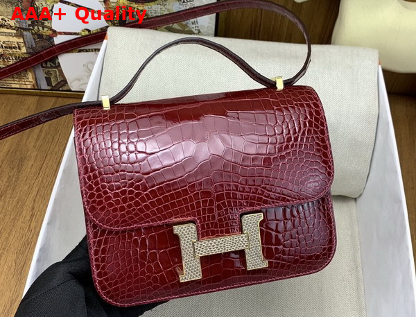 Hermes Constance 18 Bag in Wine Alligator Leather Replica