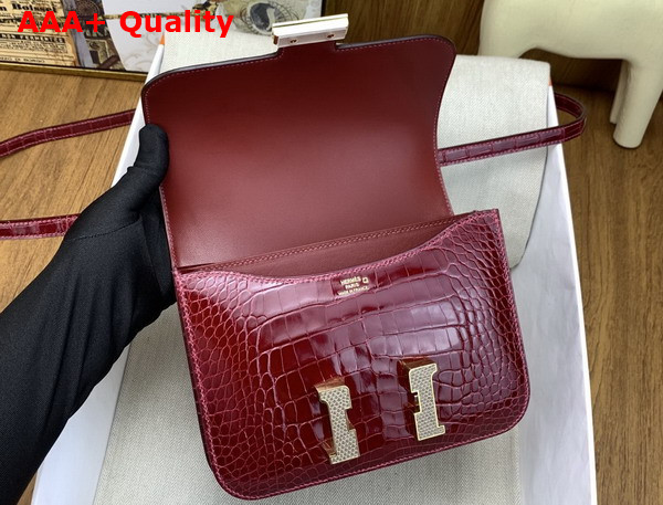 Hermes Constance 18 Bag in Wine Alligator Leather Replica