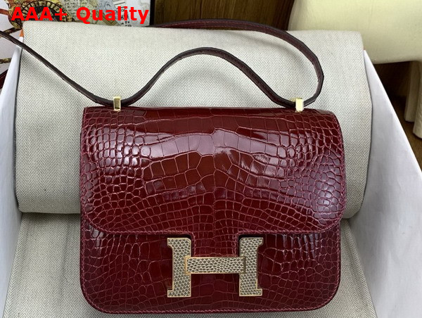 Hermes Constance 18 Bag in Wine Alligator Leather Replica