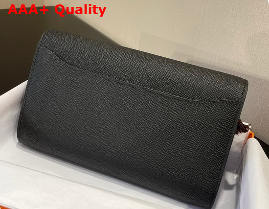 Hermes Constance Long To Go Wallet in Black Epsom Calfskin with Removable Shoulder Strap Replica