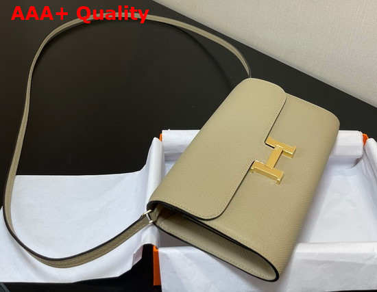 Hermes Constance Long To Go Wallet in Cream Epsom Calfskin with Removable Shoulder Strap Replica