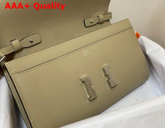 Hermes Constance Long To Go Wallet in Cream Epsom Calfskin with Removable Shoulder Strap Replica