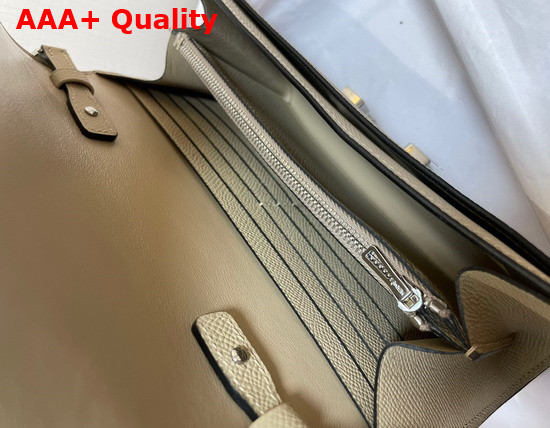 Hermes Constance Long To Go Wallet in Cream Epsom Calfskin with Removable Shoulder Strap Replica