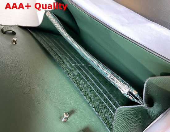 Hermes Constance Long To Go Wallet in Dark Green Epsom Calfskin with Removable Shoulder Strap Replica