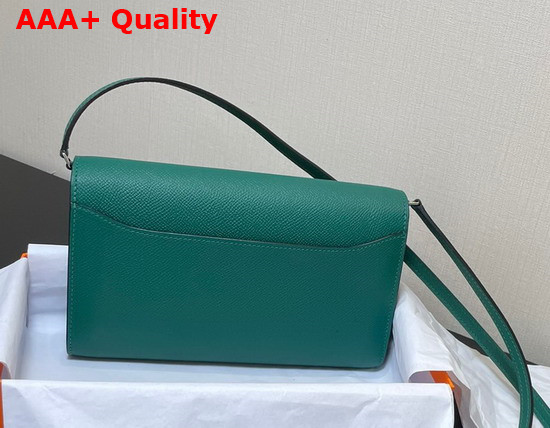 Hermes Constance Long To Go Wallet in Deep Sea Green Epsom Calfskin with Removable Shoulder Strap Replica