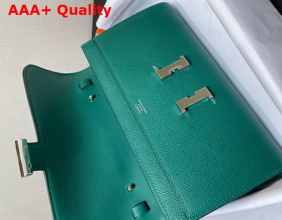 Hermes Constance Long To Go Wallet in Deep Sea Green Epsom Calfskin with Removable Shoulder Strap Replica