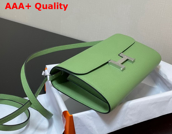Hermes Constance Long To Go Wallet in Green Epsom Calfskin with Removable Shoulder Strap Replica