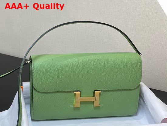 Hermes Constance Long To Go Wallet in Green Epsom Calfskin with Removable Shoulder Strap Replica