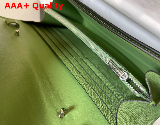 Hermes Constance Long To Go Wallet in Green Epsom Calfskin with Removable Shoulder Strap Replica