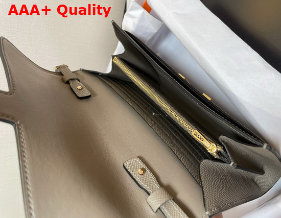 Hermes Constance Long To Go Wallet in Light Grey Epsom Calfskin with Removable Shoulder Strap Replica