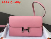 Hermes Constance Long To Go Wallet in Light Pink Epsom Calfskin with Removable Shoulder Strap Replica