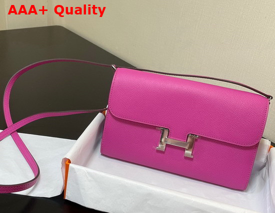 Hermes Constance Long To Go Wallet in Light Purple Epsom Calfskin with Removable Shoulder Strap Replica