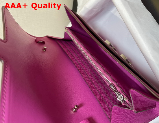 Hermes Constance Long To Go Wallet in Light Purple Epsom Calfskin with Removable Shoulder Strap Replica