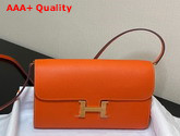 Hermes Constance Long To Go Wallet in Orange Epsom Calfskin with Removable Shoulder Strap Replica