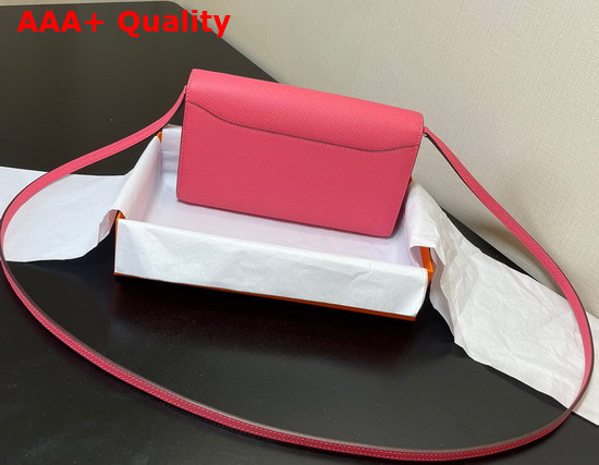 Hermes Constance Long To Go Wallet in Pink Epsom Calfskin with Removable Shoulder Strap Replica