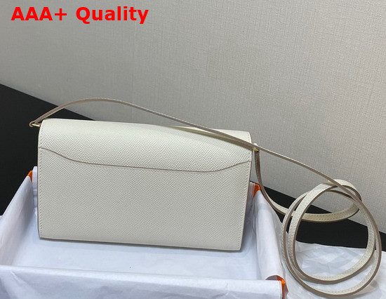 Hermes Constance Long To Go Wallet in White Epsom Calfskin with Removable Shoulder Strap Replica