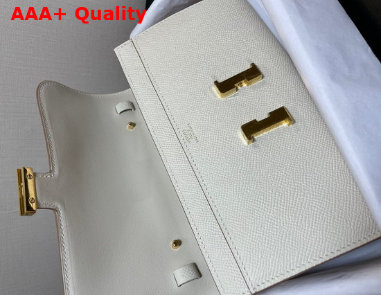 Hermes Constance Long To Go Wallet in White Epsom Calfskin with Removable Shoulder Strap Replica