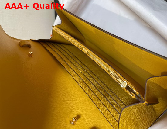 Hermes Constance Long To Go Wallet in Yellow Epsom Calfskin with Removable Shoulder Strap Replica