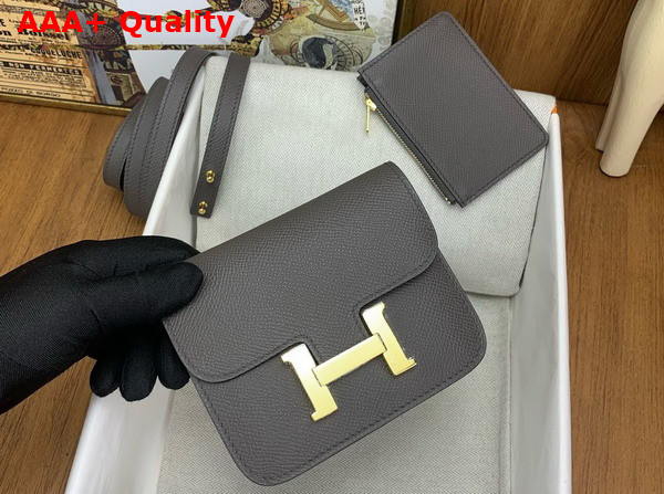 Hermes Constance Slim Wallet in Dark Grey Epsom Calfskin Replica