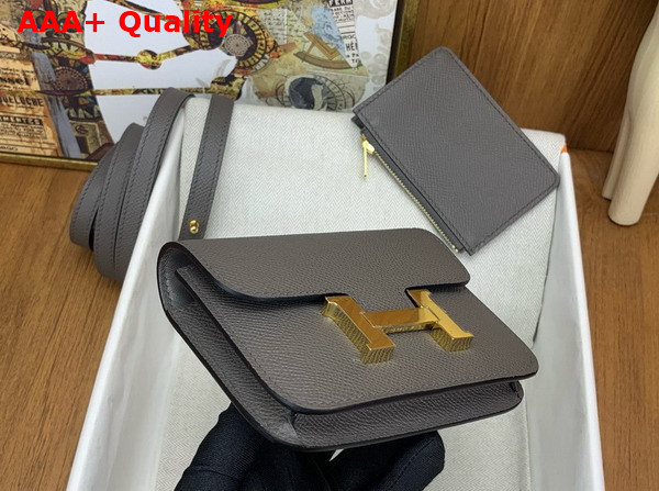 Hermes Constance Slim Wallet in Dark Grey Epsom Calfskin Replica