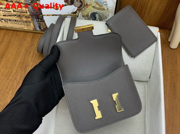 Hermes Constance Slim Wallet in Dark Grey Epsom Calfskin Replica