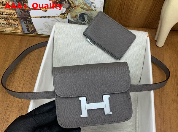 Hermes Constance Slim Wallet in Dark Grey Epsom Calfskin Replica