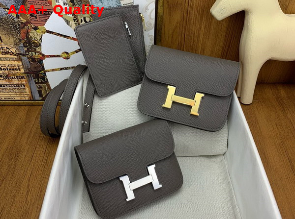 Hermes Constance Slim Wallet in Dark Grey Epsom Calfskin Replica
