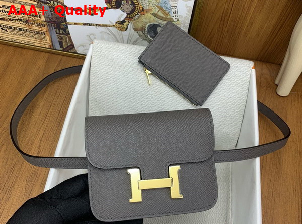Hermes Constance Slim Wallet in Dark Grey Epsom Calfskin Replica