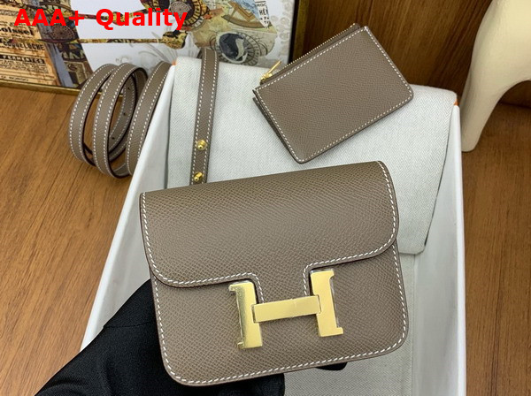 Hermes Constance Slim Wallet in Elephant Grey Epsom Calfskin Replica