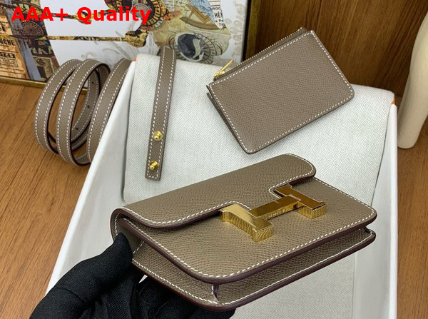 Hermes Constance Slim Wallet in Elephant Grey Epsom Calfskin Replica