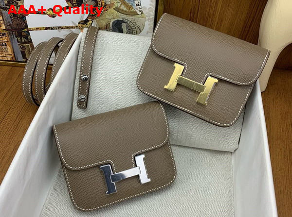 Hermes Constance Slim Wallet in Elephant Grey Epsom Calfskin Replica