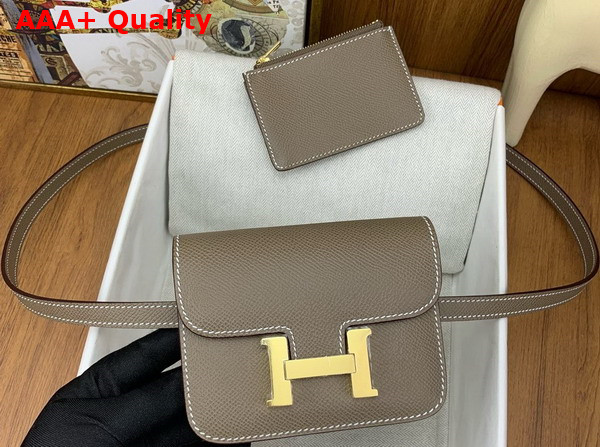 Hermes Constance Slim Wallet in Elephant Grey Epsom Calfskin Replica