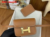 Hermes Constance Slim Wallet in Gold Brown Epsom Calfskin Replica