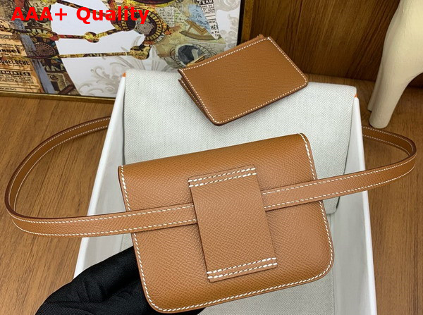 Hermes Constance Slim Wallet in Gold Brown Epsom Calfskin Replica