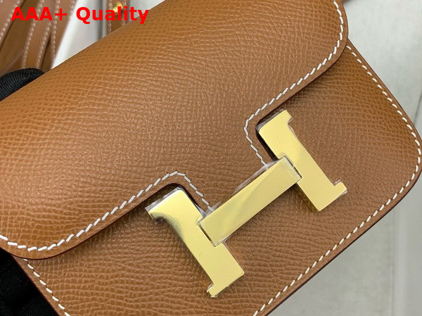 Hermes Constance Slim Wallet in Gold Brown Epsom Calfskin Replica