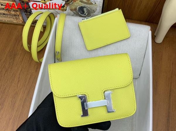Hermes Constance Slim Wallet in Lemon Yellow Epsom Calfskin Replica
