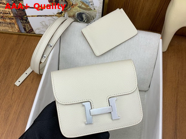 Hermes Constance Slim Wallet in Milk White Epsom Calfskin Replica