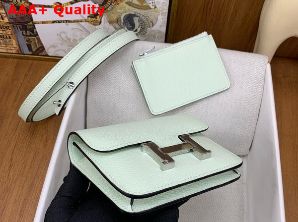 Hermes Constance Slim Wallet in Mint Green Evercolor Leather Replica