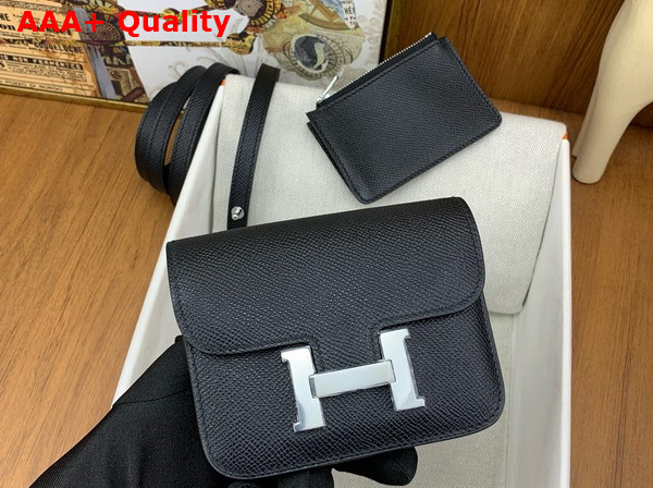 Hermes Constance Slim Wallet in Noir Epsom Calfskin Replica