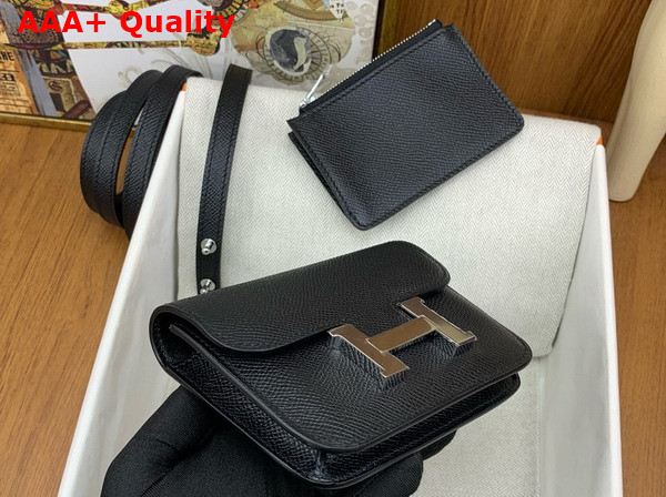 Hermes Constance Slim Wallet in Noir Epsom Calfskin Replica