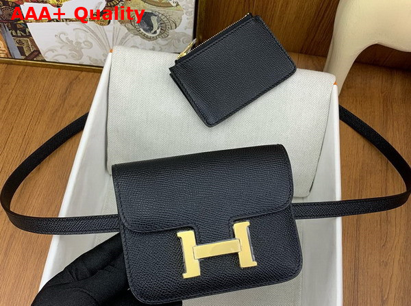 Hermes Constance Slim Wallet in Noir Epsom Calfskin Replica