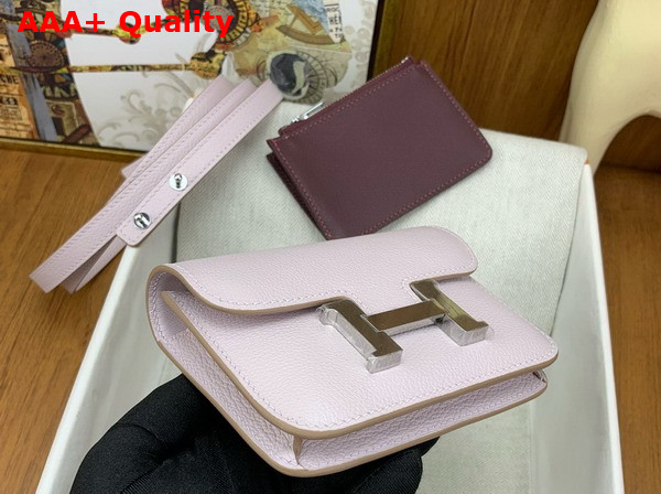Hermes Constance Slim Wallet in Pale Pink Evercolor Leather Replica